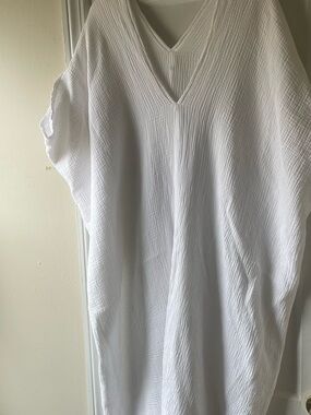 Gauze White Oversized drop sleeve dress Coverup